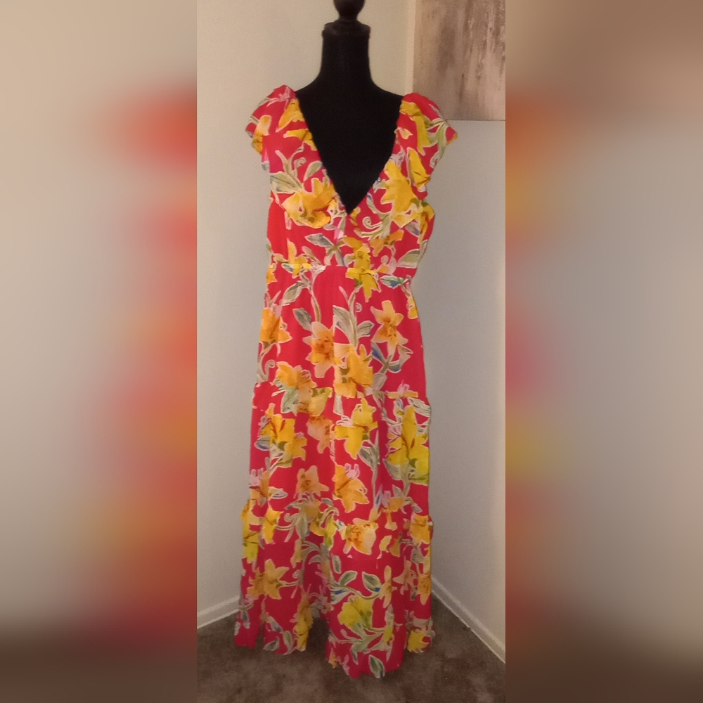 FLYING TOMATO Fuschia Floral Dress NWOT SZ Large